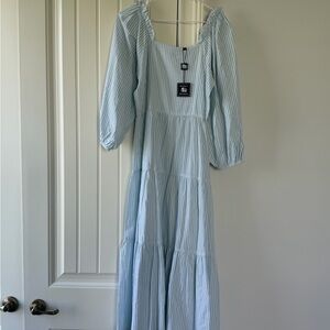 Madison Mathews’s Tuckernuck Emma Midi Dress NWT - Light Blue & White Striped